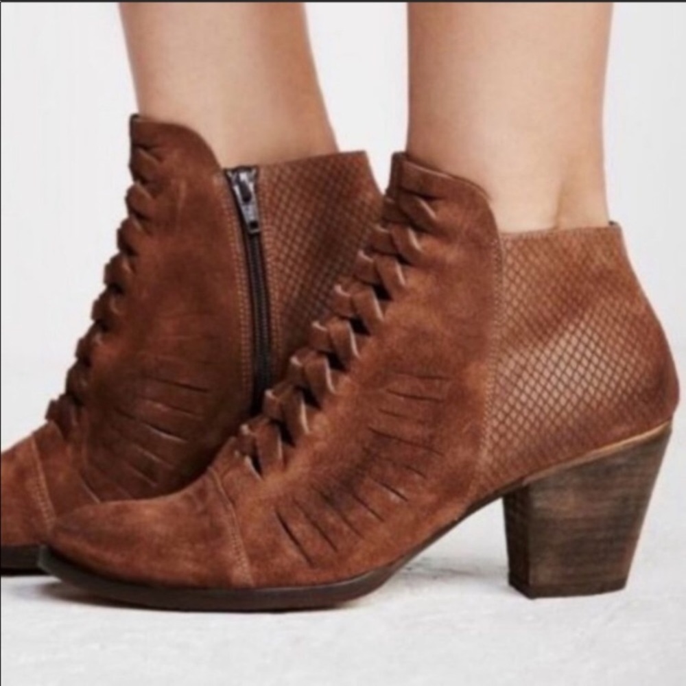 Free people LOVELAND Suede Cut Out Ankle Booties